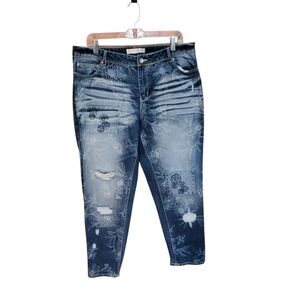 Est. 1946 Floral Print Distressed Patched Jeans